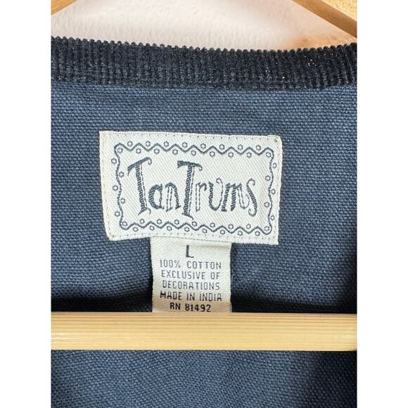 Women’s VTG Vest 90s Corduroy Trim Black Zip Up  Cottage Ruffle TanTrums Large - Picture 3 of 6